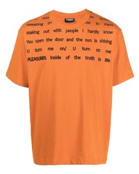 orange bedrucktes T-Shirt mit einem Rundhalsausschnitt von Pleasures