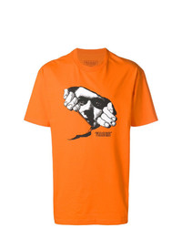 orange bedrucktes T-Shirt mit einem Rundhalsausschnitt von Pleasures