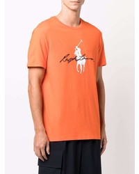 orange bedrucktes T-Shirt mit einem Rundhalsausschnitt von Polo Ralph Lauren