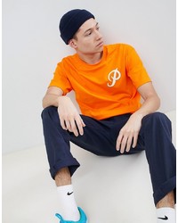 orange bedrucktes T-Shirt mit einem Rundhalsausschnitt von Primitive