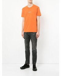 orange bedrucktes T-Shirt mit einem Rundhalsausschnitt von Loveless