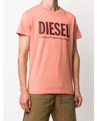 orange bedrucktes T-Shirt mit einem Rundhalsausschnitt von Diesel