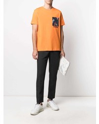 orange bedrucktes T-Shirt mit einem Rundhalsausschnitt von Karl Lagerfeld