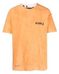 orange bedrucktes T-Shirt mit einem Rundhalsausschnitt von purple brand