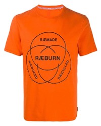 orange bedrucktes T-Shirt mit einem Rundhalsausschnitt von Raeburn