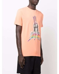 orange bedrucktes T-Shirt mit einem Rundhalsausschnitt von Marcelo Burlon County of Milan