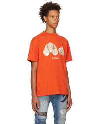 orange bedrucktes T-Shirt mit einem Rundhalsausschnitt von Palm Angels