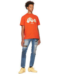 orange bedrucktes T-Shirt mit einem Rundhalsausschnitt von Palm Angels