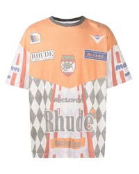 orange bedrucktes T-Shirt mit einem Rundhalsausschnitt von Rhude