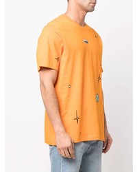 orange bedrucktes T-Shirt mit einem Rundhalsausschnitt von adidas