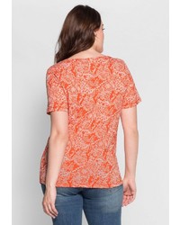 orange bedrucktes T-Shirt mit einem Rundhalsausschnitt von SHEEGO CASUAL