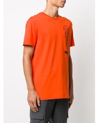 orange bedrucktes T-Shirt mit einem Rundhalsausschnitt von Philipp Plein