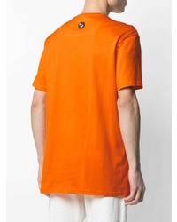 orange bedrucktes T-Shirt mit einem Rundhalsausschnitt von Philipp Plein