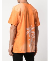 orange bedrucktes T-Shirt mit einem Rundhalsausschnitt von DOMREBEL