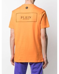 orange bedrucktes T-Shirt mit einem Rundhalsausschnitt von Philipp Plein