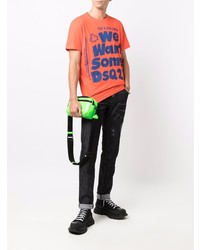 orange bedrucktes T-Shirt mit einem Rundhalsausschnitt von DSQUARED2