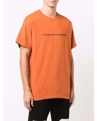 orange bedrucktes T-Shirt mit einem Rundhalsausschnitt von F.A.M.T.