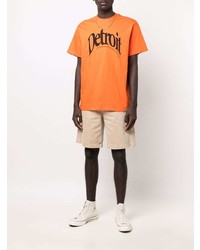 orange bedrucktes T-Shirt mit einem Rundhalsausschnitt von Carhartt WIP