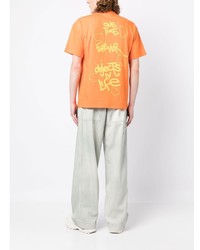 orange bedrucktes T-Shirt mit einem Rundhalsausschnitt von Objects IV Life