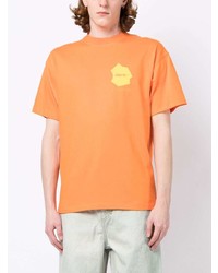 orange bedrucktes T-Shirt mit einem Rundhalsausschnitt von Objects IV Life