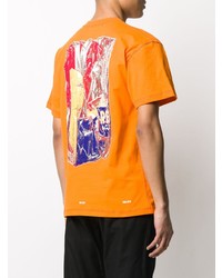 orange bedrucktes T-Shirt mit einem Rundhalsausschnitt von United Standard