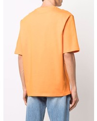 orange bedrucktes T-Shirt mit einem Rundhalsausschnitt von Moschino