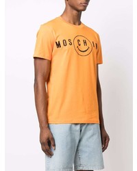 orange bedrucktes T-Shirt mit einem Rundhalsausschnitt von Moschino