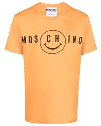 orange bedrucktes T-Shirt mit einem Rundhalsausschnitt von Moschino