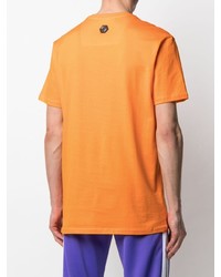 orange bedrucktes T-Shirt mit einem Rundhalsausschnitt von Philipp Plein