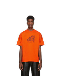 orange bedrucktes T-Shirt mit einem Rundhalsausschnitt von St-Henri