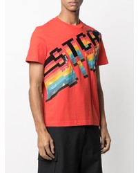 orange bedrucktes T-Shirt mit einem Rundhalsausschnitt von Just Cavalli