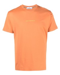 orange bedrucktes T-Shirt mit einem Rundhalsausschnitt von Stone Island