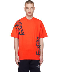 orange bedrucktes T-Shirt mit einem Rundhalsausschnitt von Stray Rats