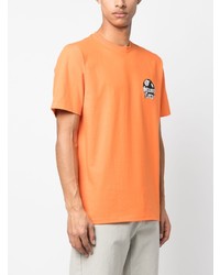 orange bedrucktes T-Shirt mit einem Rundhalsausschnitt von Stussy