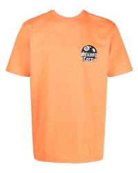 orange bedrucktes T-Shirt mit einem Rundhalsausschnitt von Stussy