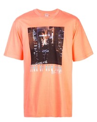 orange bedrucktes T-Shirt mit einem Rundhalsausschnitt von Supreme