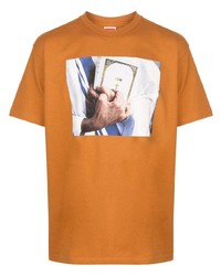 orange bedrucktes T-Shirt mit einem Rundhalsausschnitt von Supreme