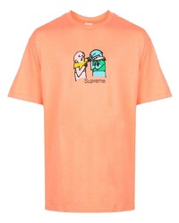 orange bedrucktes T-Shirt mit einem Rundhalsausschnitt von Supreme