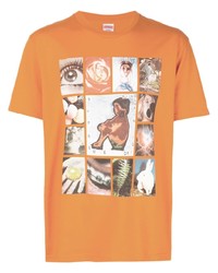 orange bedrucktes T-Shirt mit einem Rundhalsausschnitt von Supreme