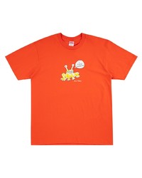 orange bedrucktes T-Shirt mit einem Rundhalsausschnitt von Supreme