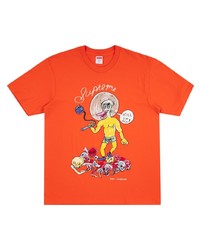 orange bedrucktes T-Shirt mit einem Rundhalsausschnitt von Supreme