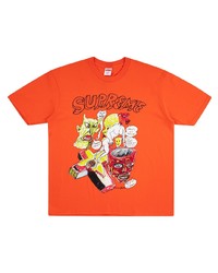 orange bedrucktes T-Shirt mit einem Rundhalsausschnitt von Supreme