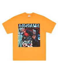 orange bedrucktes T-Shirt mit einem Rundhalsausschnitt von Supreme