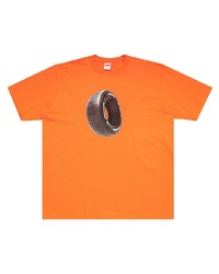 orange bedrucktes T-Shirt mit einem Rundhalsausschnitt von Supreme