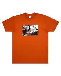 orange bedrucktes T-Shirt mit einem Rundhalsausschnitt von Supreme