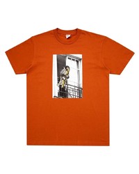 orange bedrucktes T-Shirt mit einem Rundhalsausschnitt von Supreme