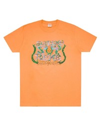 orange bedrucktes T-Shirt mit einem Rundhalsausschnitt von Supreme