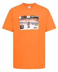 orange bedrucktes T-Shirt mit einem Rundhalsausschnitt von Supreme