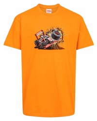 orange bedrucktes T-Shirt mit einem Rundhalsausschnitt von Supreme