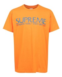 orange bedrucktes T-Shirt mit einem Rundhalsausschnitt von Supreme